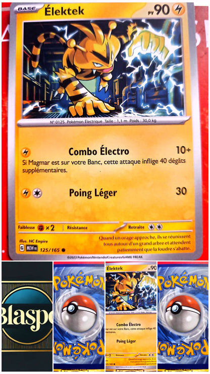 Carte Pokémon Élektek 125/165 – Pokémon Électrique – Carte Officielle Française