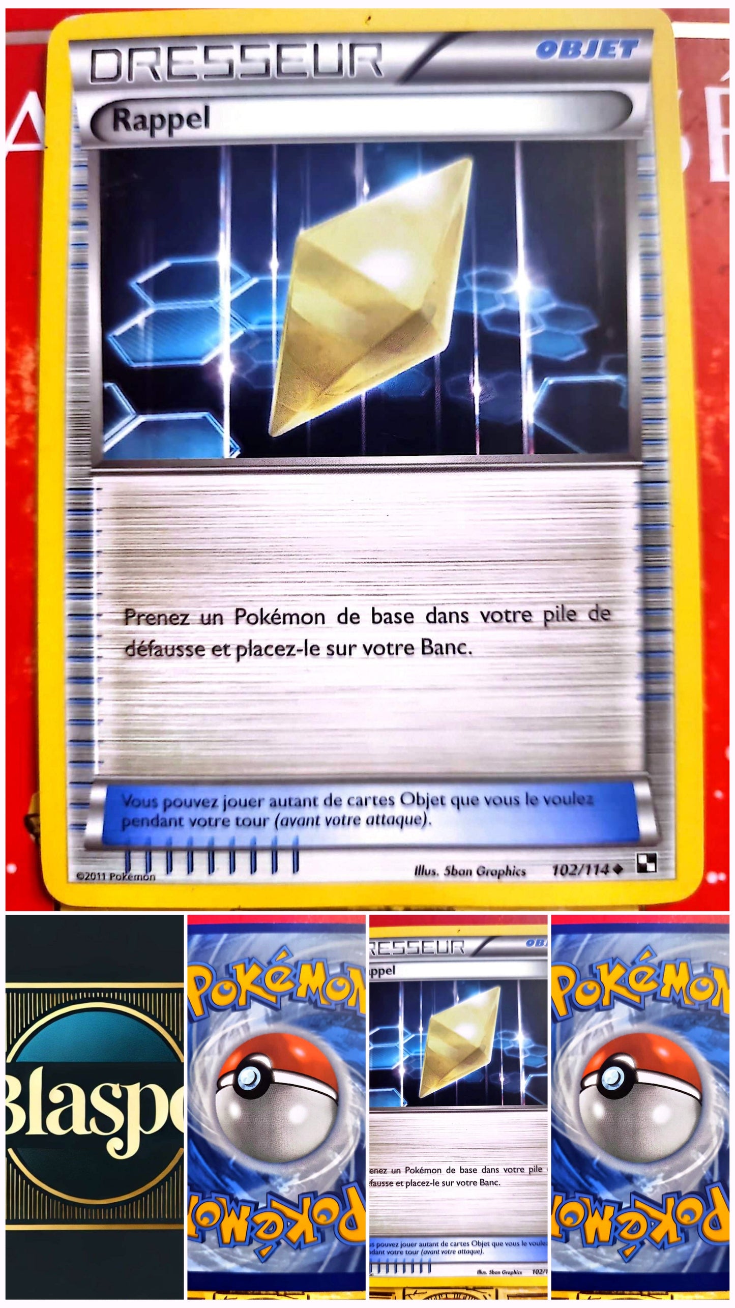 Carte Pokémon Rappel 102/114 – Objet Dresseur – Carte Officielle Française