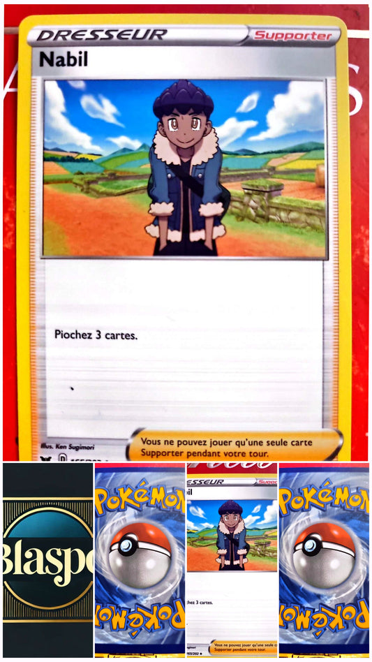 Carte Pokémon Dresseur Nabil 165/202 – Supporter – Carte Officielle Française