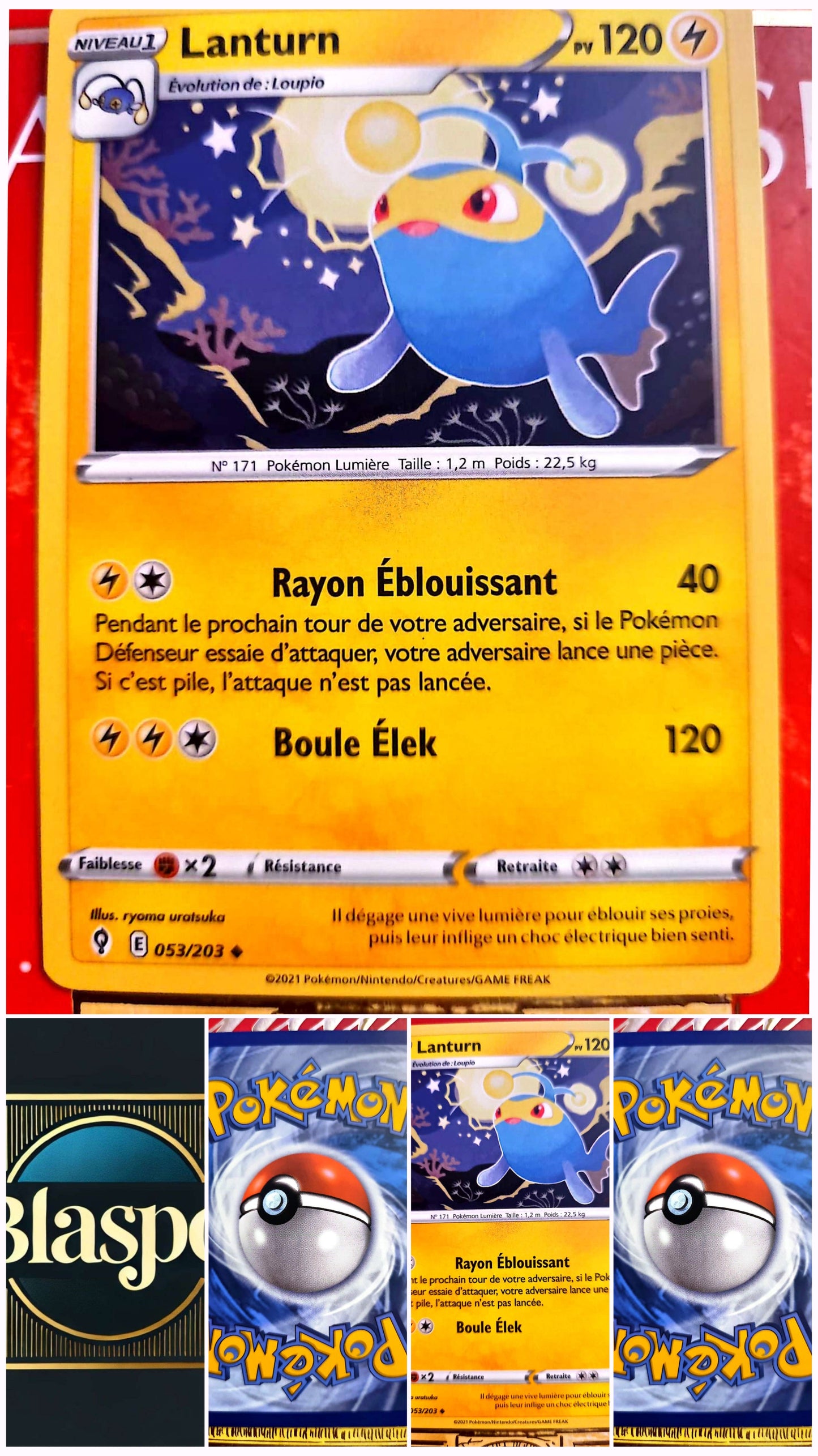Carte Pokémon Lanturn 053/203 – Pokémon Lumière – Carte Officielle Française