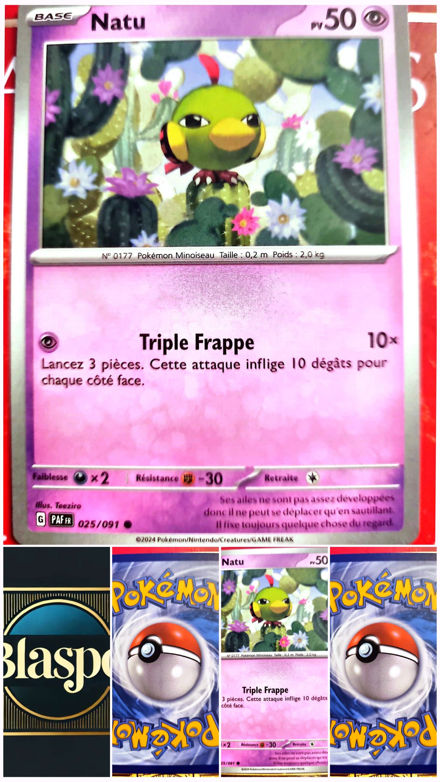 Carte Pokémon Natu 025/091 – PV 50 – Pokémon Psy – Version française – Carte à l’unité