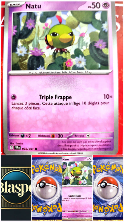 Carte Pokémon Natu 025/091 – PV 50 – Pokémon Psy – Version française – Carte à l’unité