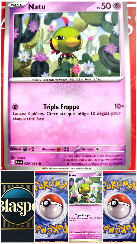 Carte Pokémon Natu 025/091 – PV 50 – Pokémon Psy – Version française – Carte à l’unité