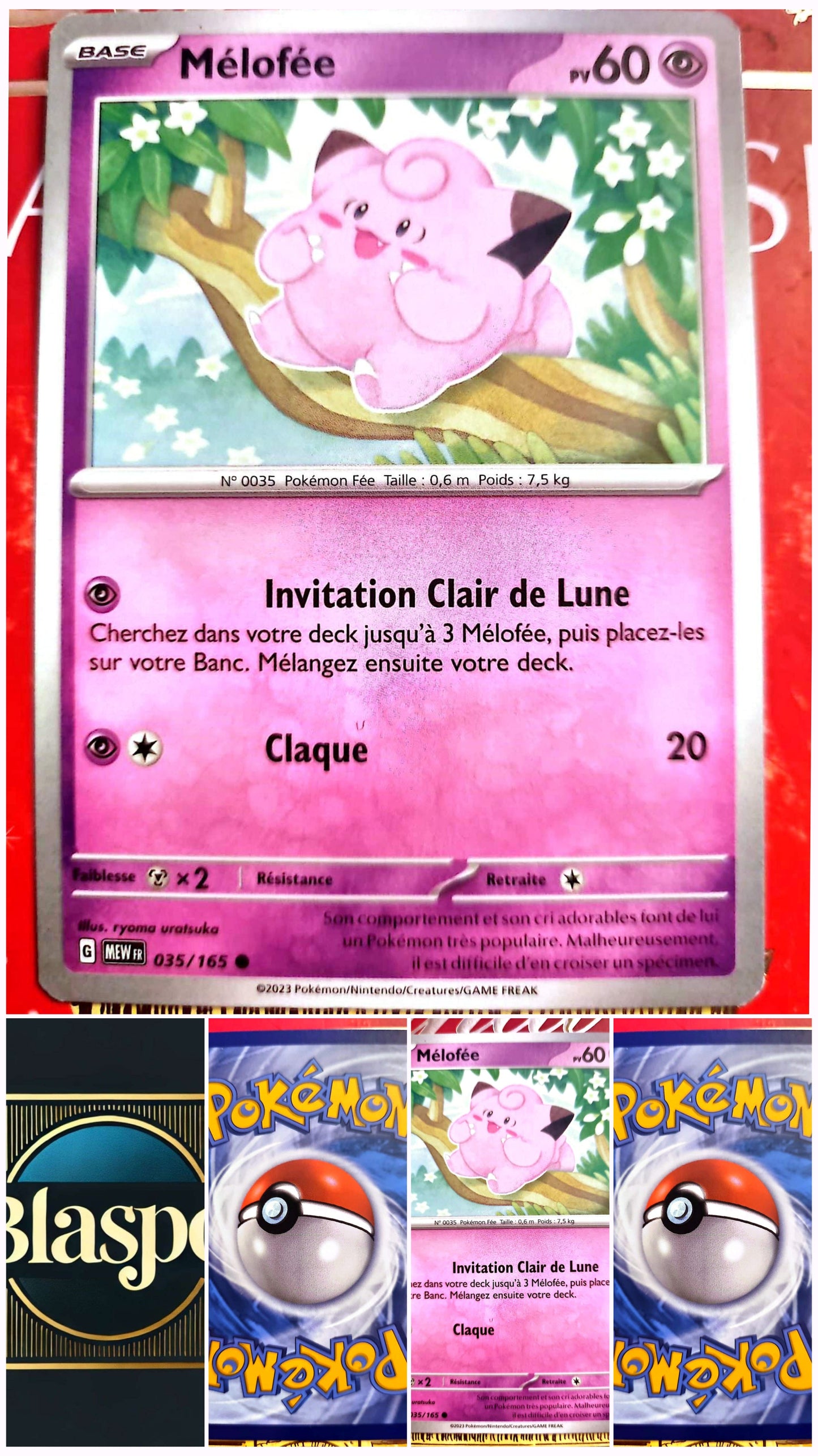 Carte Pokémon Mélofée 035/165 – PV 60 – Pokémon Psy – Version française – Carte à l’unité
