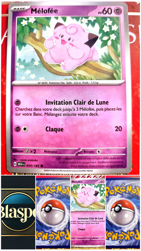 Carte Pokémon Mélofée 035/165 – PV 60 – Pokémon Psy – Version française – Carte à l’unité
