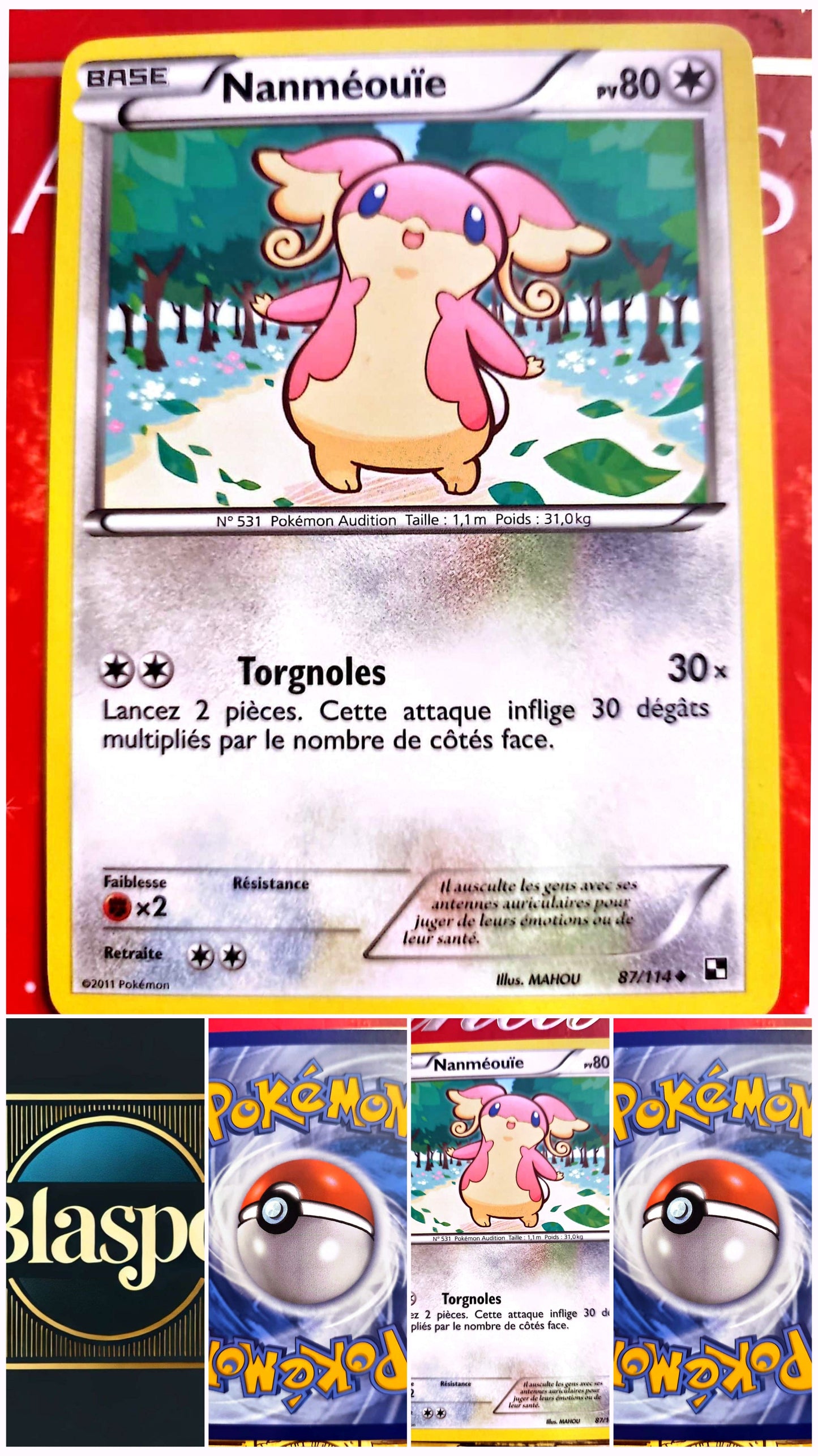 Carte Pokémon Nanméoüie 87/114 – PV 80 – Pokémon Normal – Version française – Carte à l’unité