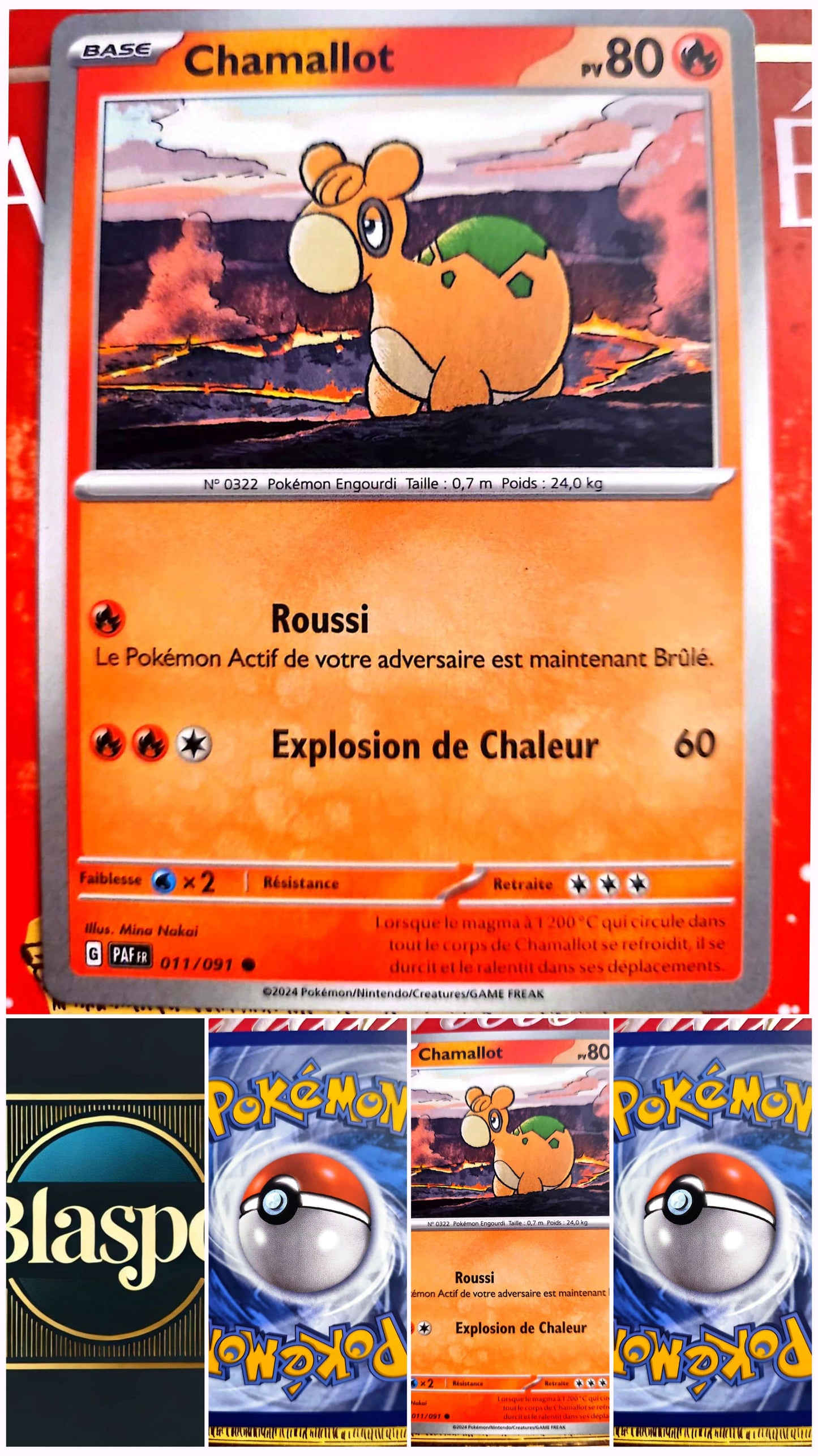 Carte Pokémon Chamallot 011/091 – PV 80 – Pokémon Feu – Version française – Carte à l’unité