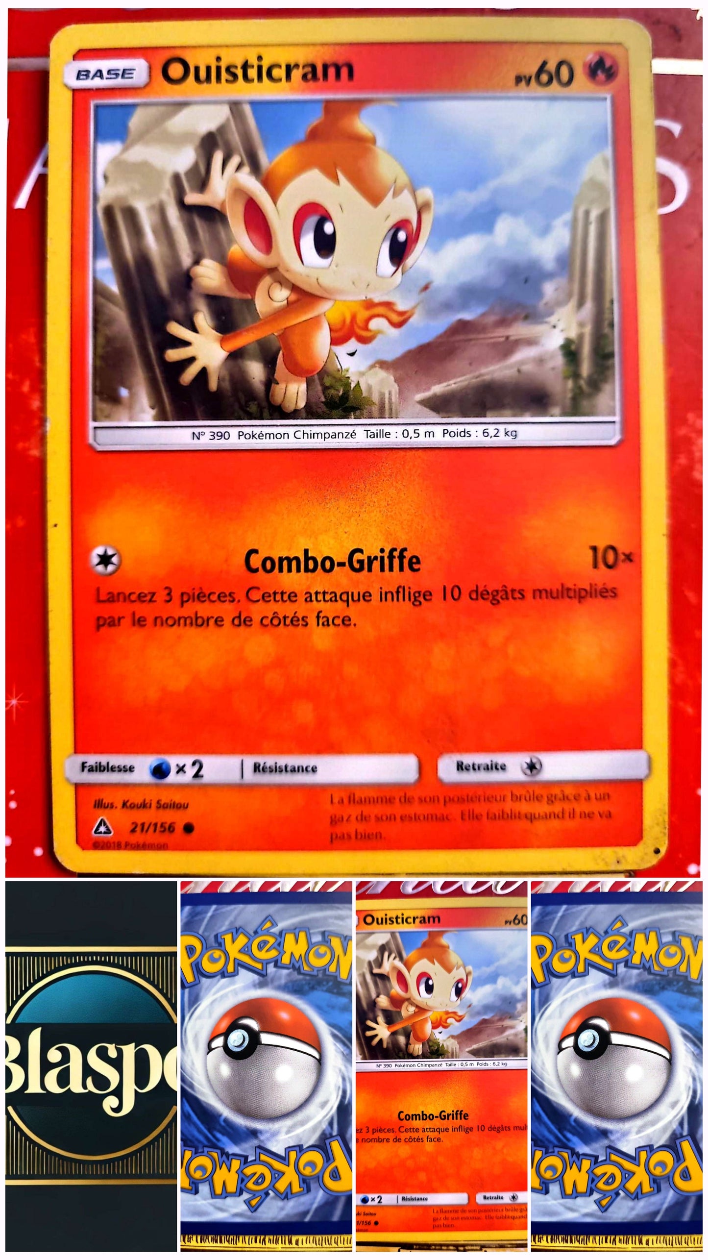 Carte Pokémon Ouisticram 21/156 – PV 60 – Pokémon Feu – Version française – Carte à l’unité