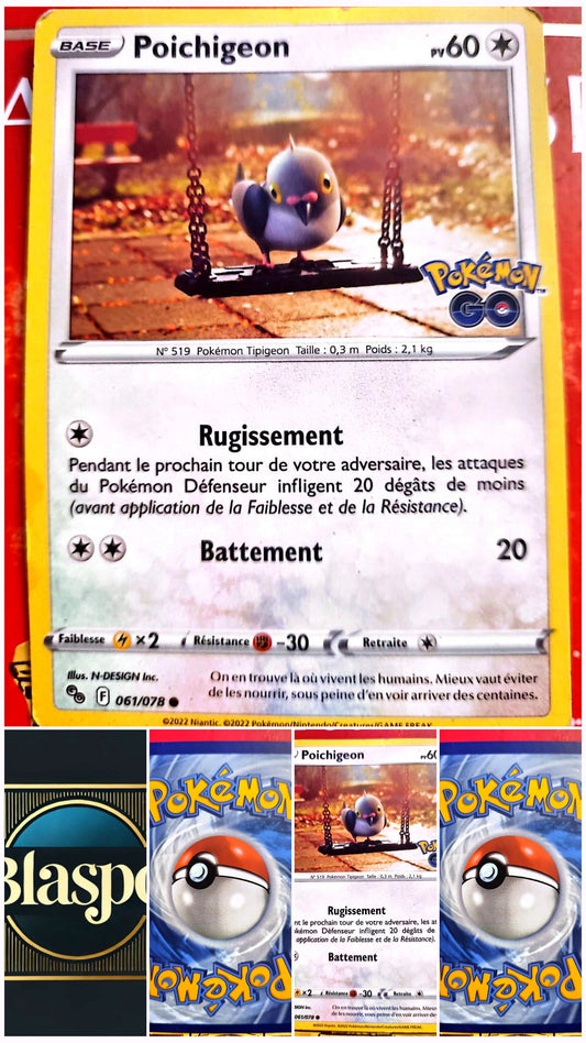 Carte Pokémon Poichigeon 061/078 – Pokémon GO – Version française – Carte à l’unité