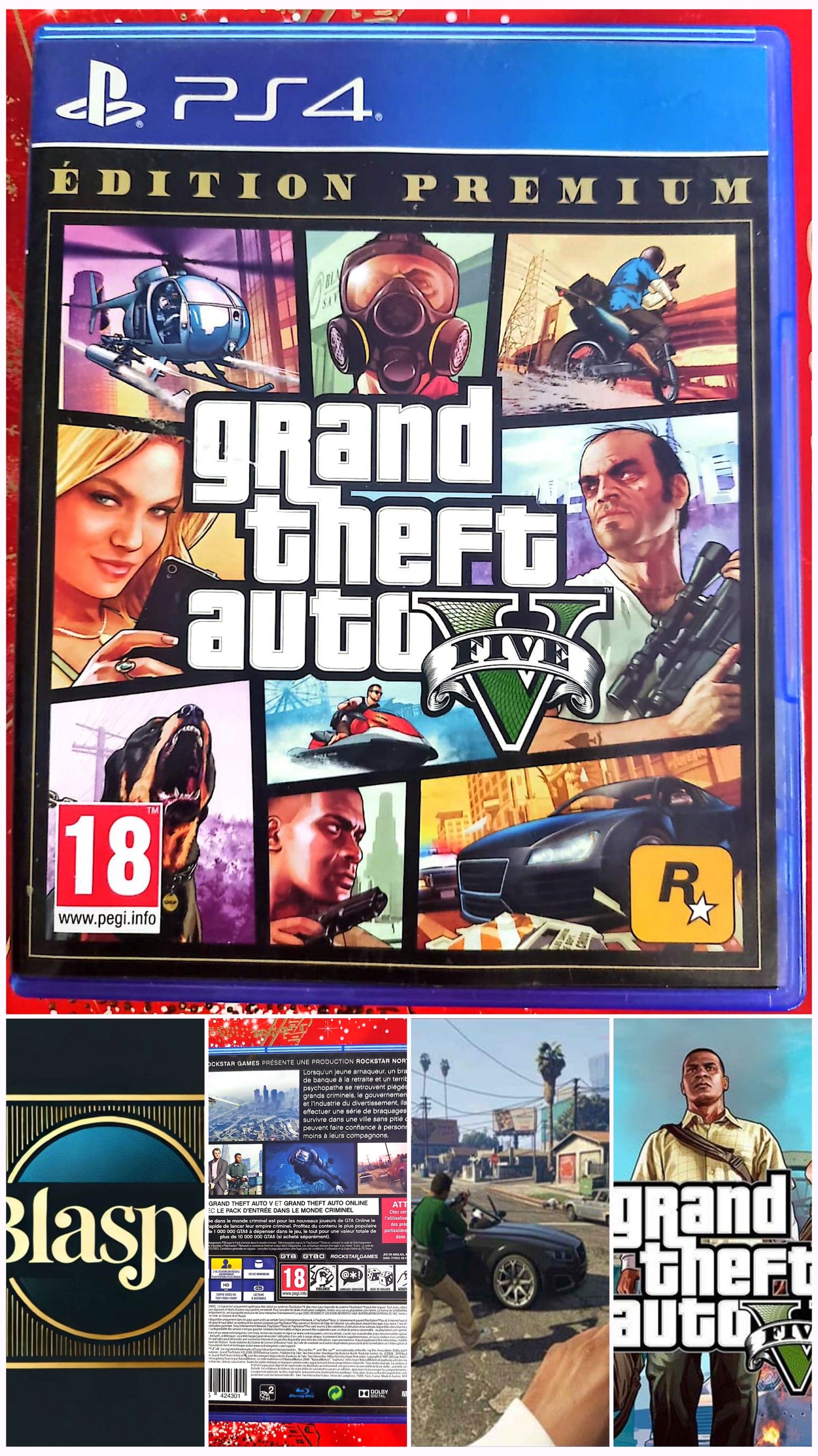 Grand Theft Auto V Édition Premium PS4 – Jeu vidéo PlayStation 4 – GTA 5 + GTA Online – Version physique – PEGI 18