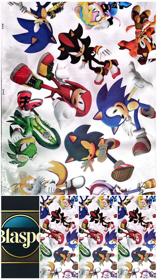 Planche de stickers muraux autocollants repositionnables Sonic the Hedgehog – 10 personnages – Stickers 25 à 29 cm – Décoration murale enfant – 90 x 60 cm