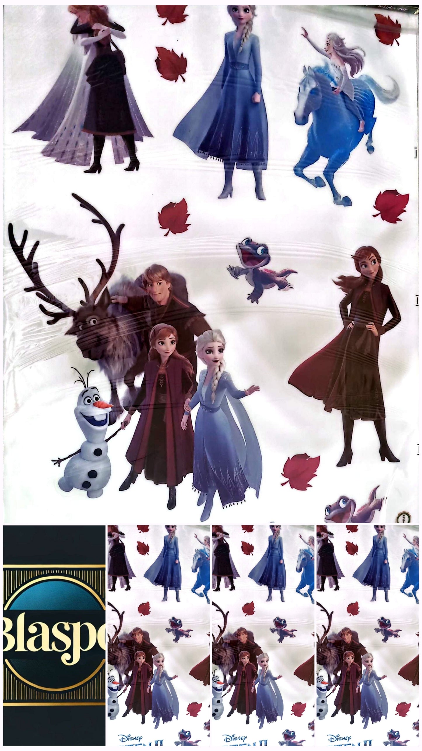 Planche de stickers muraux autocollants repositionnables La Reine des Neiges II – 7 personnages – Stickers de 10 à 33 cm – Décoration murale enfant – 90 x 60 cm