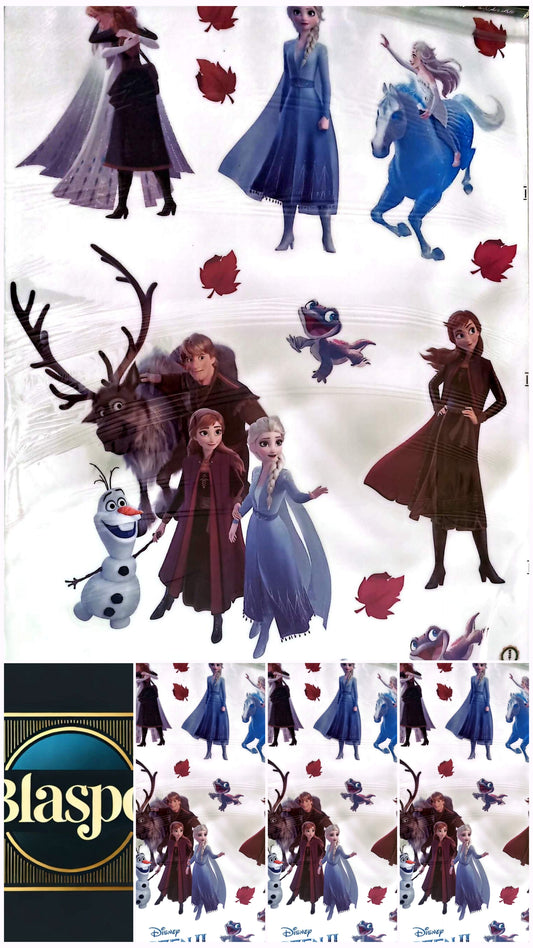Planche de stickers muraux autocollants repositionnables La Reine des Neiges II – 7 personnages – Stickers de 10 à 33 cm – Décoration murale enfant – 90 x 60 cm