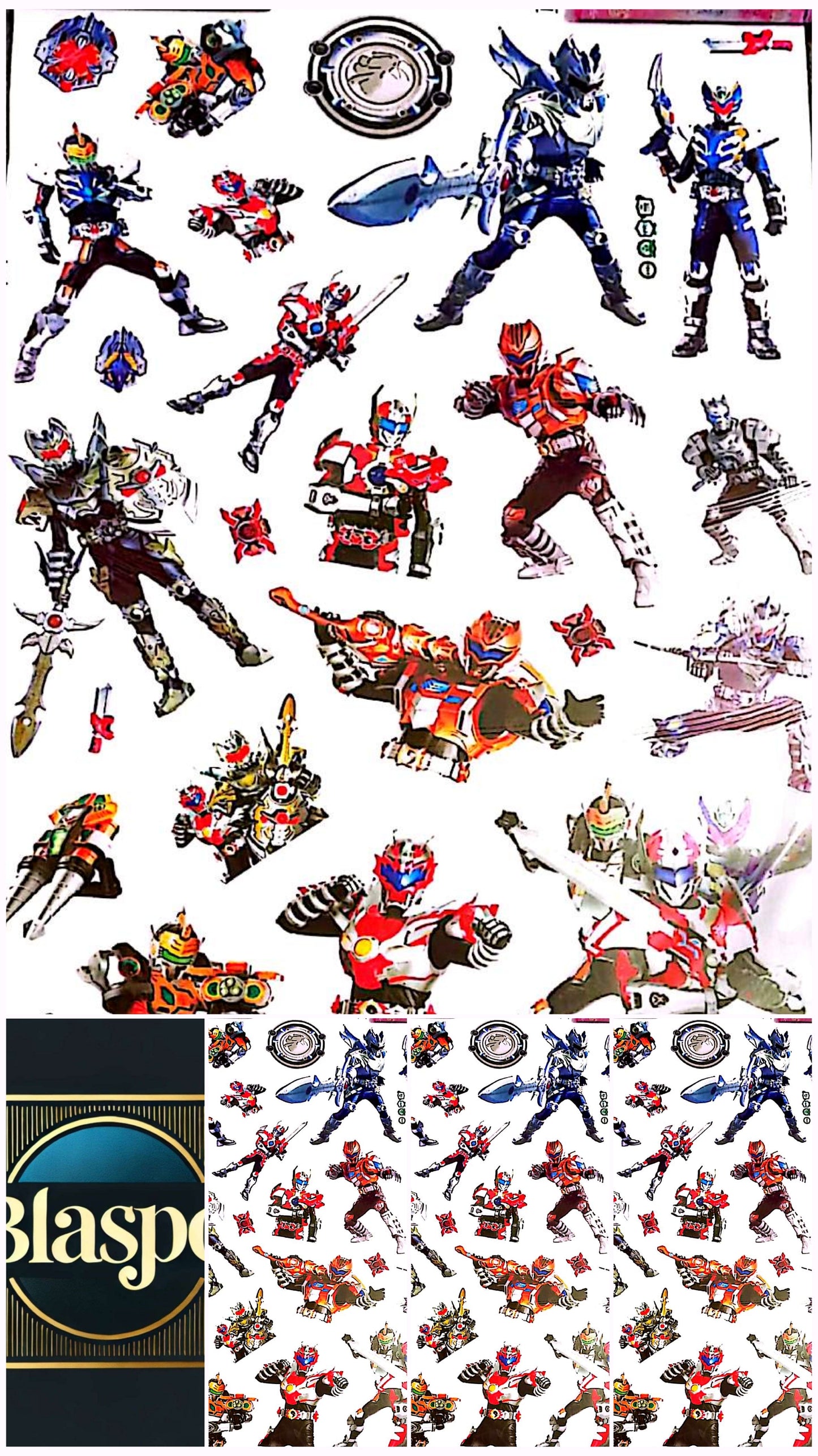 FINAL (fort SEO, sans risque) Planche de stickers muraux autocollants – 16 héros masqués japonais – Guerriers en armure – Stickers de 11 à 28 cm – Décoration murale enfant – Planche 90 x 60 cm