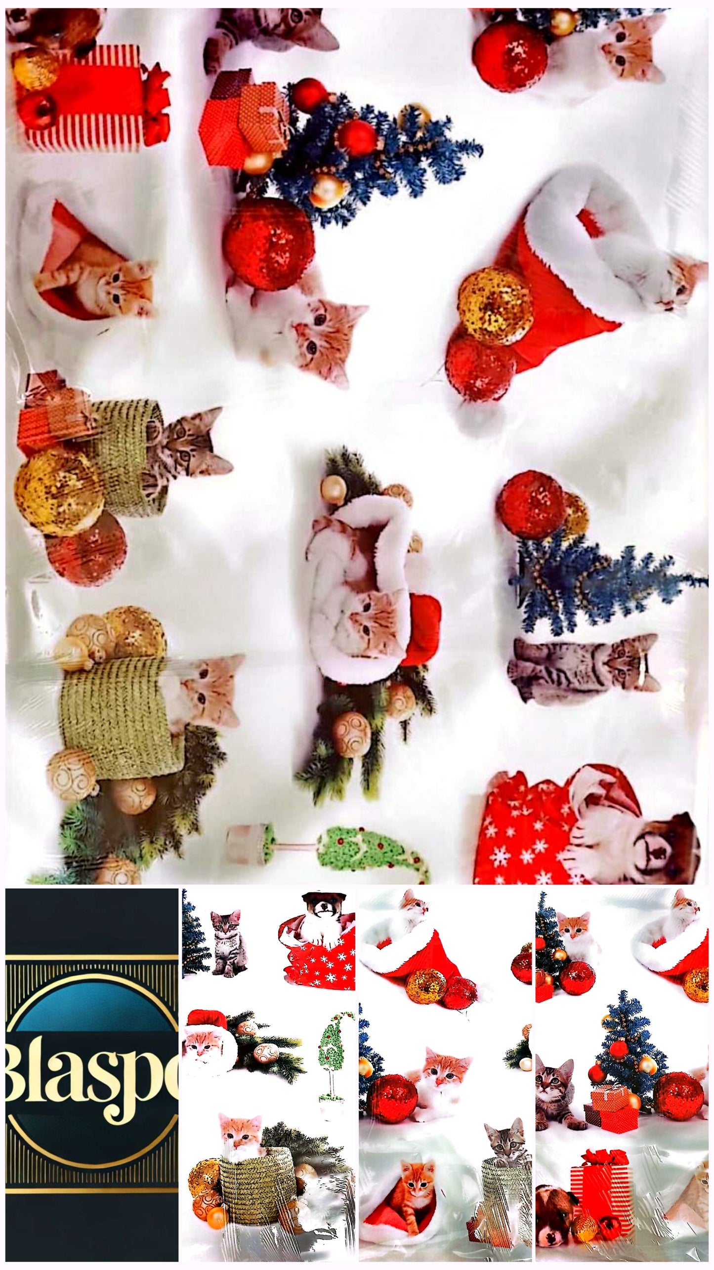 Stickers Muraux Chats Noël – Planche Autocollants Décoratifs – Grand Format 90x60 cm – Neuf
