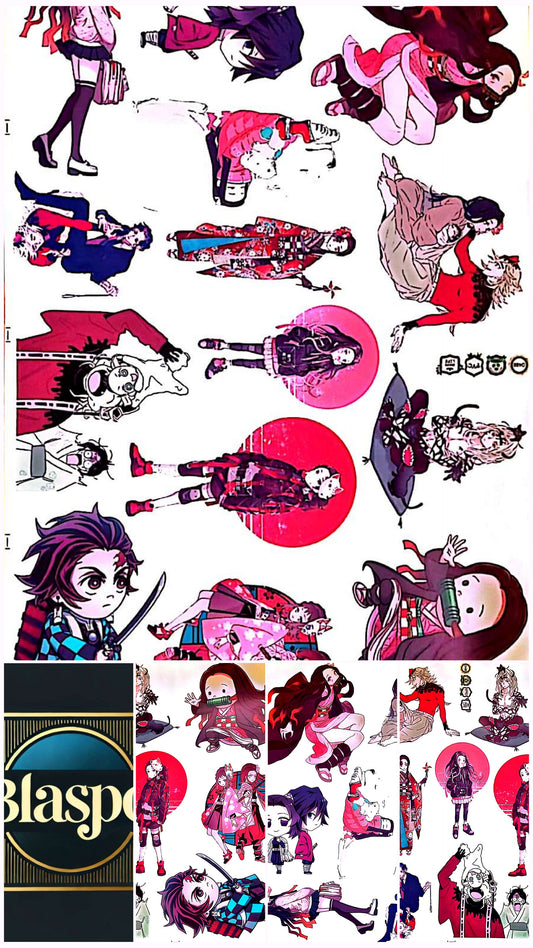 Stickers Muraux Style Manga – Lot de 14 Autocollants – Décoration Murale – Grand Format 90x60 cm
