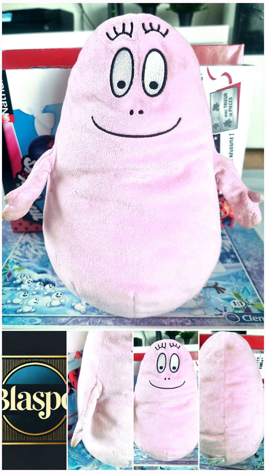 Peluche Rose Personnage Sourire – Doudou Enfant Décoration – Bon État avec Légères Traces