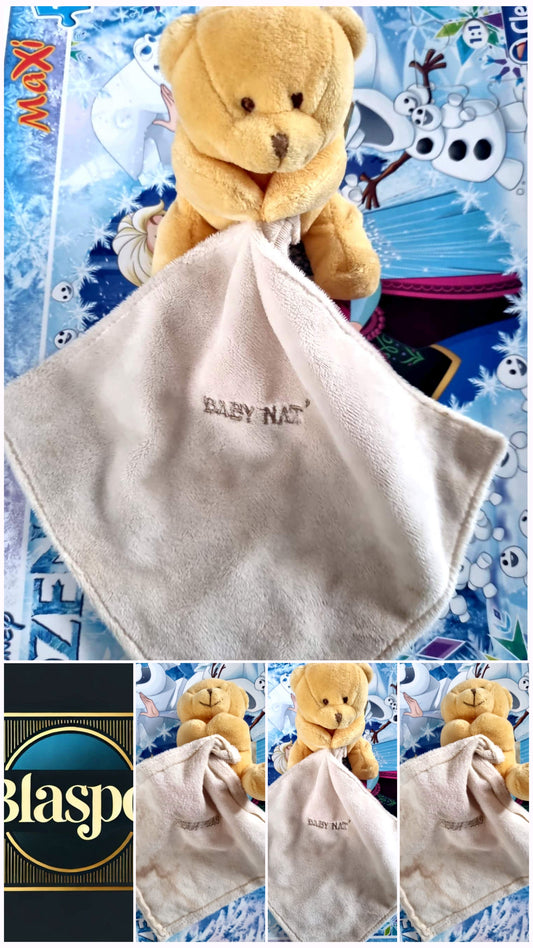 Doudou Bébé Ours Jaune – Baby Nat – Peluche