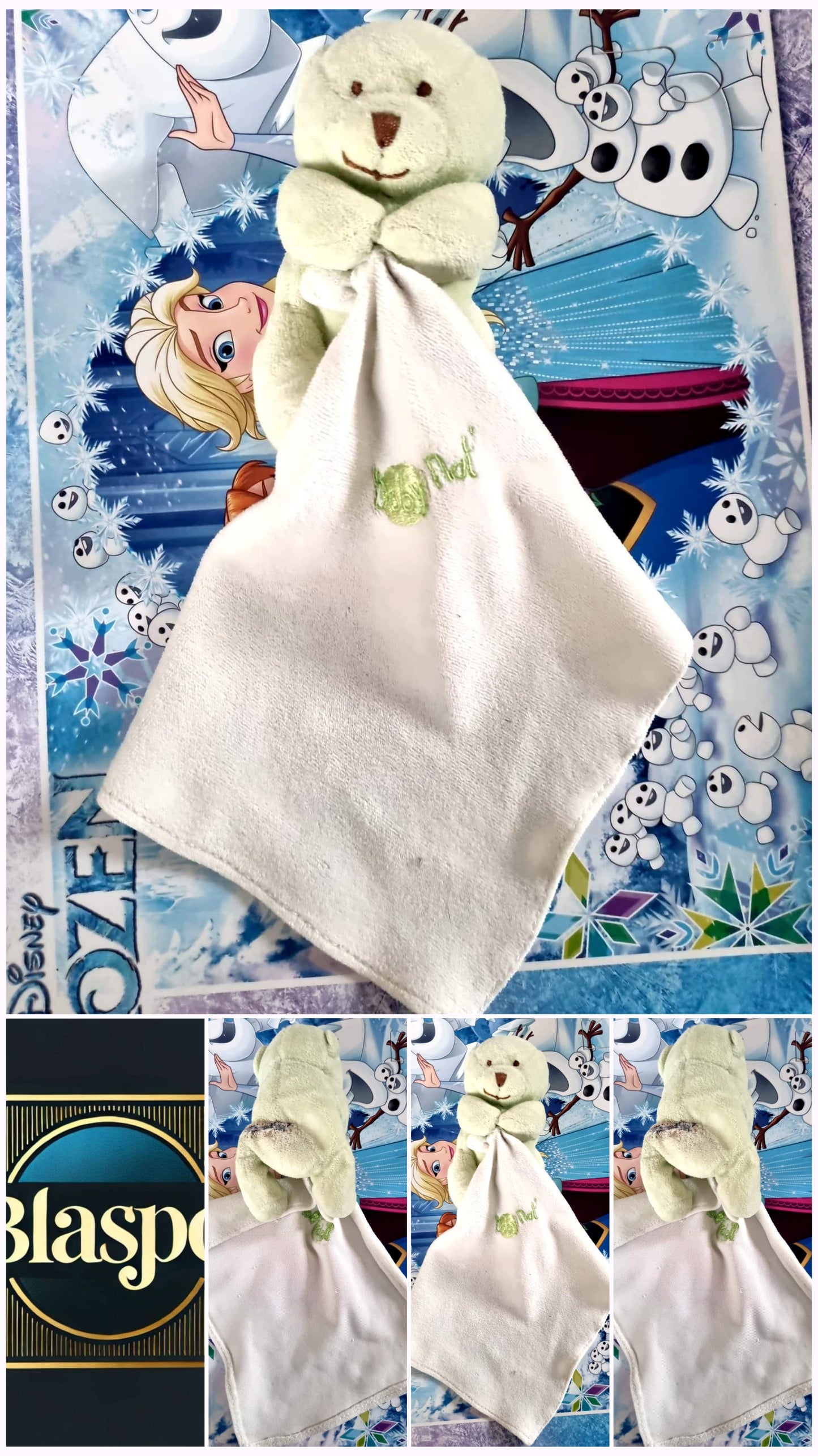 Doudou Bébé Ours Vert – Baby Nat – Peluche Douce