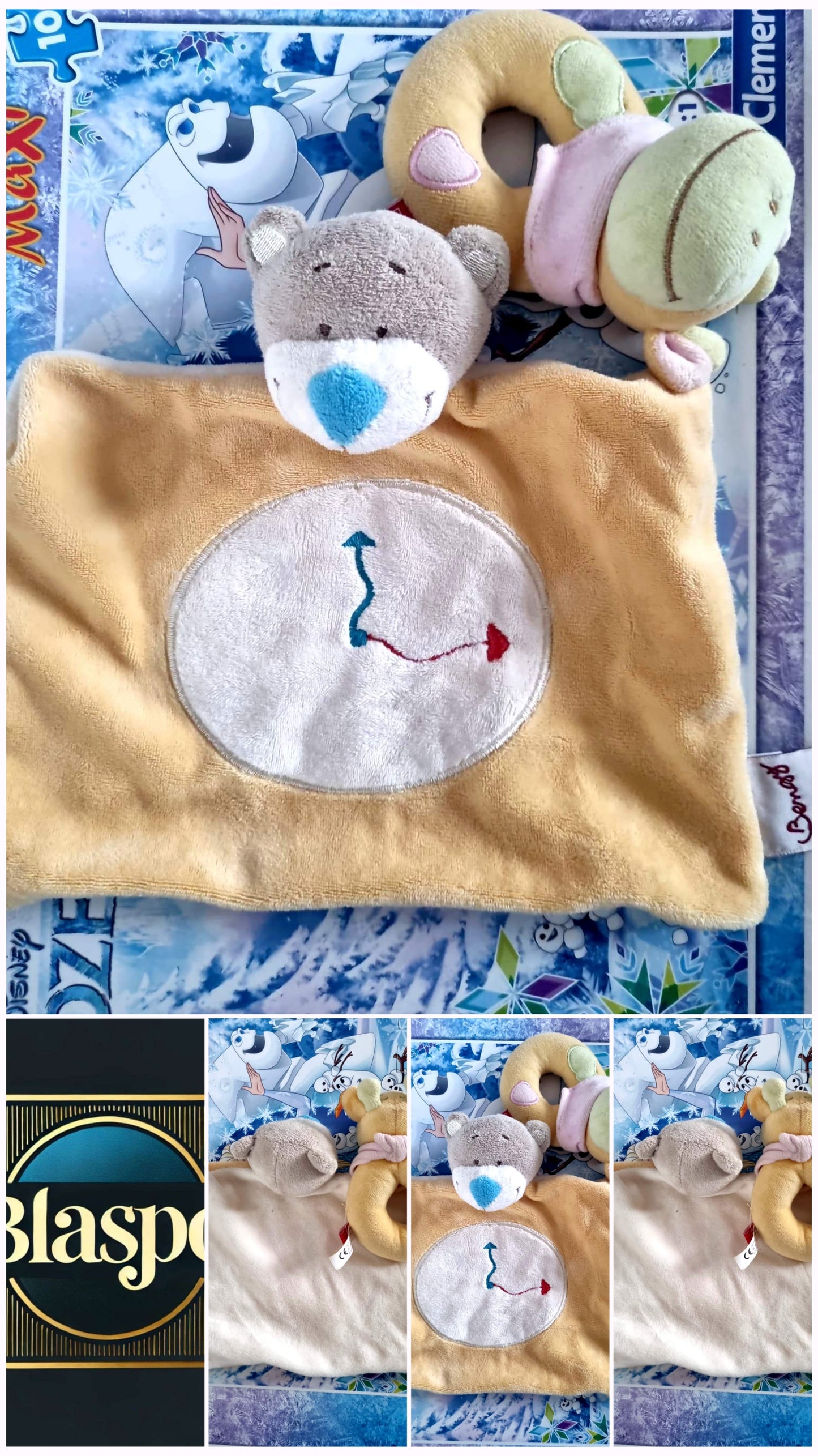 Doudou Bébé Ours Plat Beige – Peluche Douce