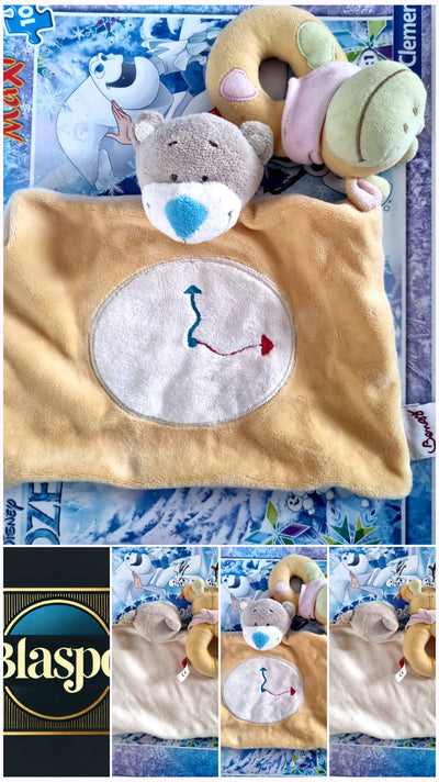 Doudou Bébé Ours Plat Beige – Peluche Douce
