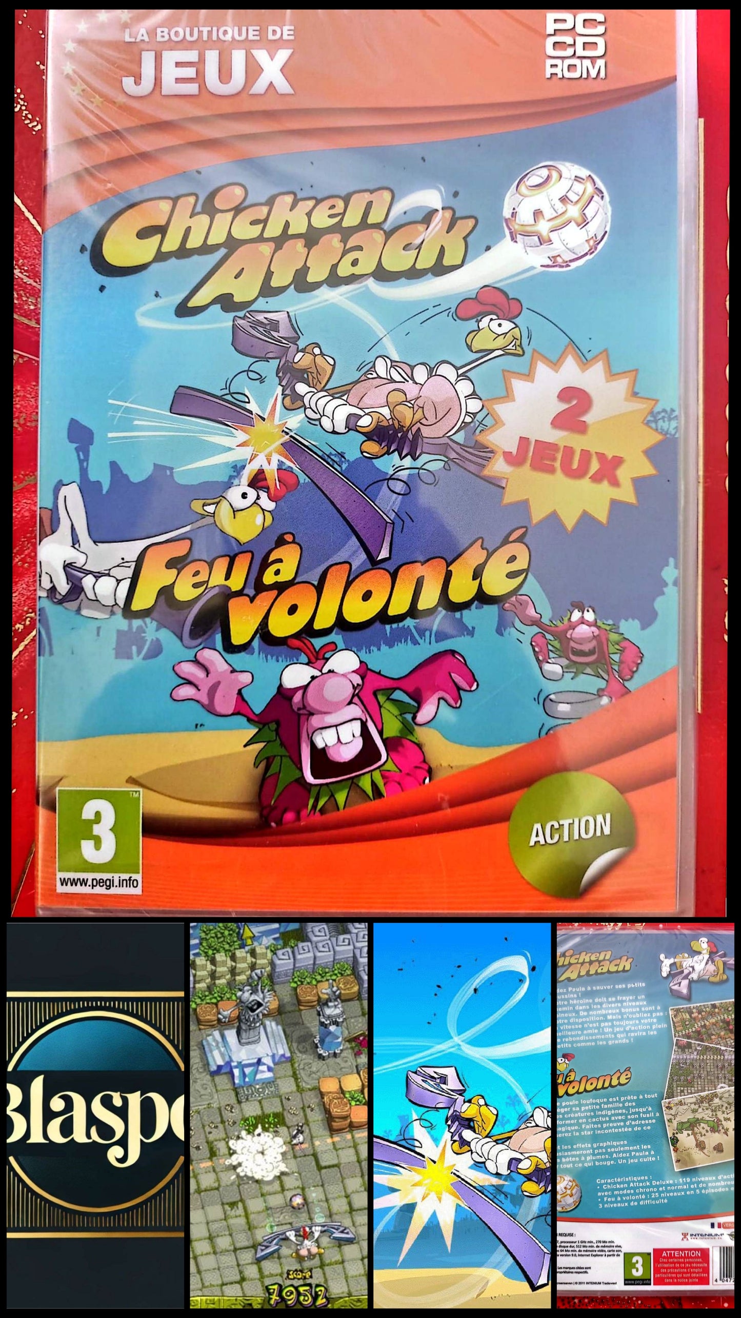 Chicken Attack + Feu à Volonté PC CD-ROM Neuf Sous Blister 2 Jeux Action Version Française PEGI 3+
