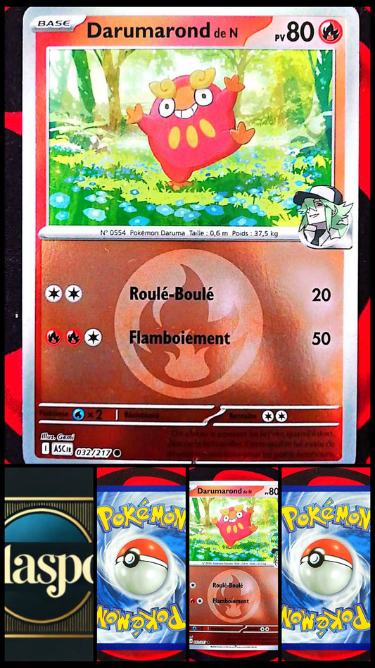 Carte Pokémon Darumarond de N 032/217 PV 80 – Carte Officielle Française – Pokémon Feu