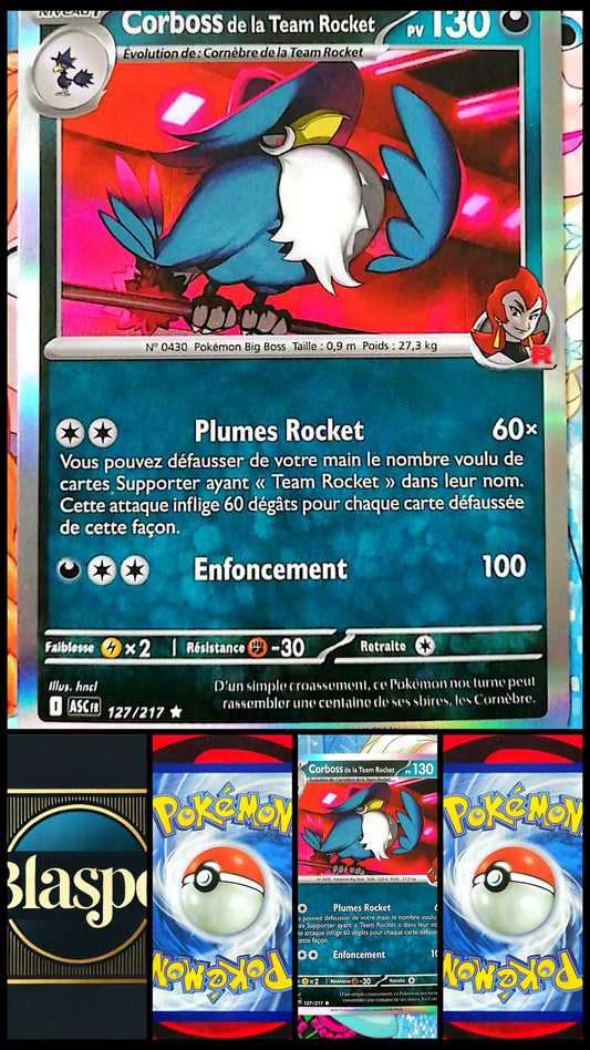 Carte Pokémon Corboss de la Team Rocket 127/217 PV 130 – Carte Officielle Française – Pokémon Obscurité