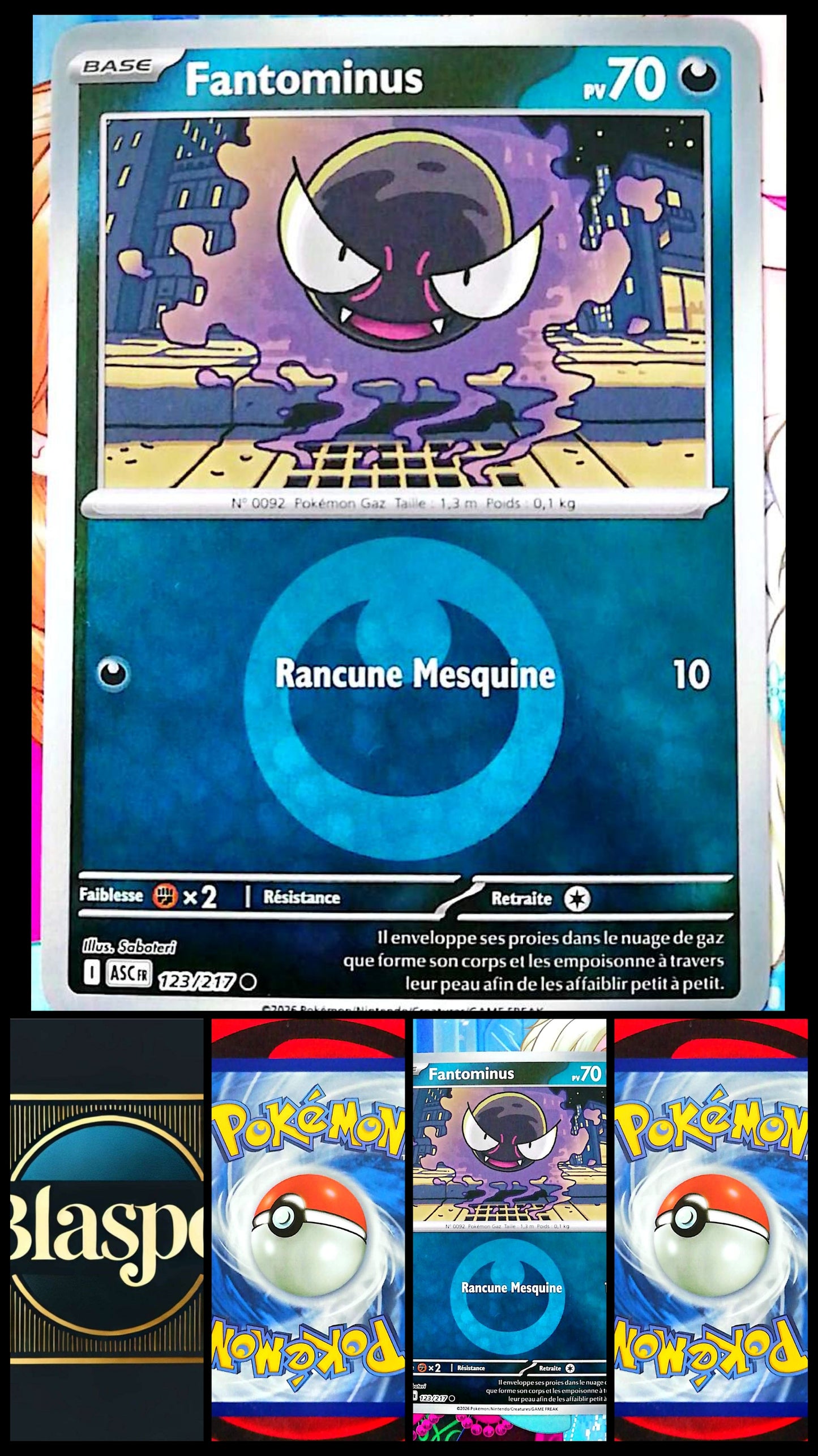 Carte Pokémon Fantominus 123/217 PV 70 – Carte Officielle Française – Pokémon Obscurité