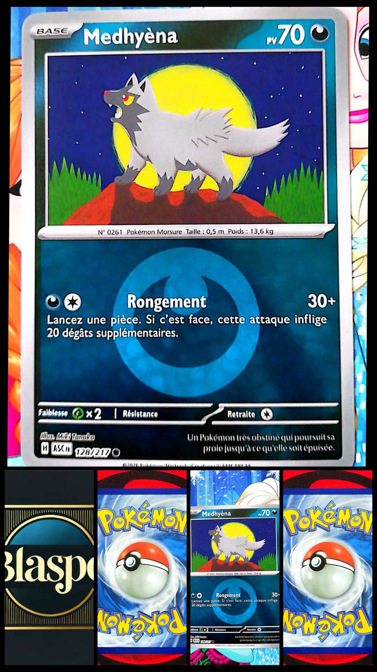 Carte Pokémon Medhyèna 128/217 PV 70 – Carte Officielle Française – Pokémon Obscurité