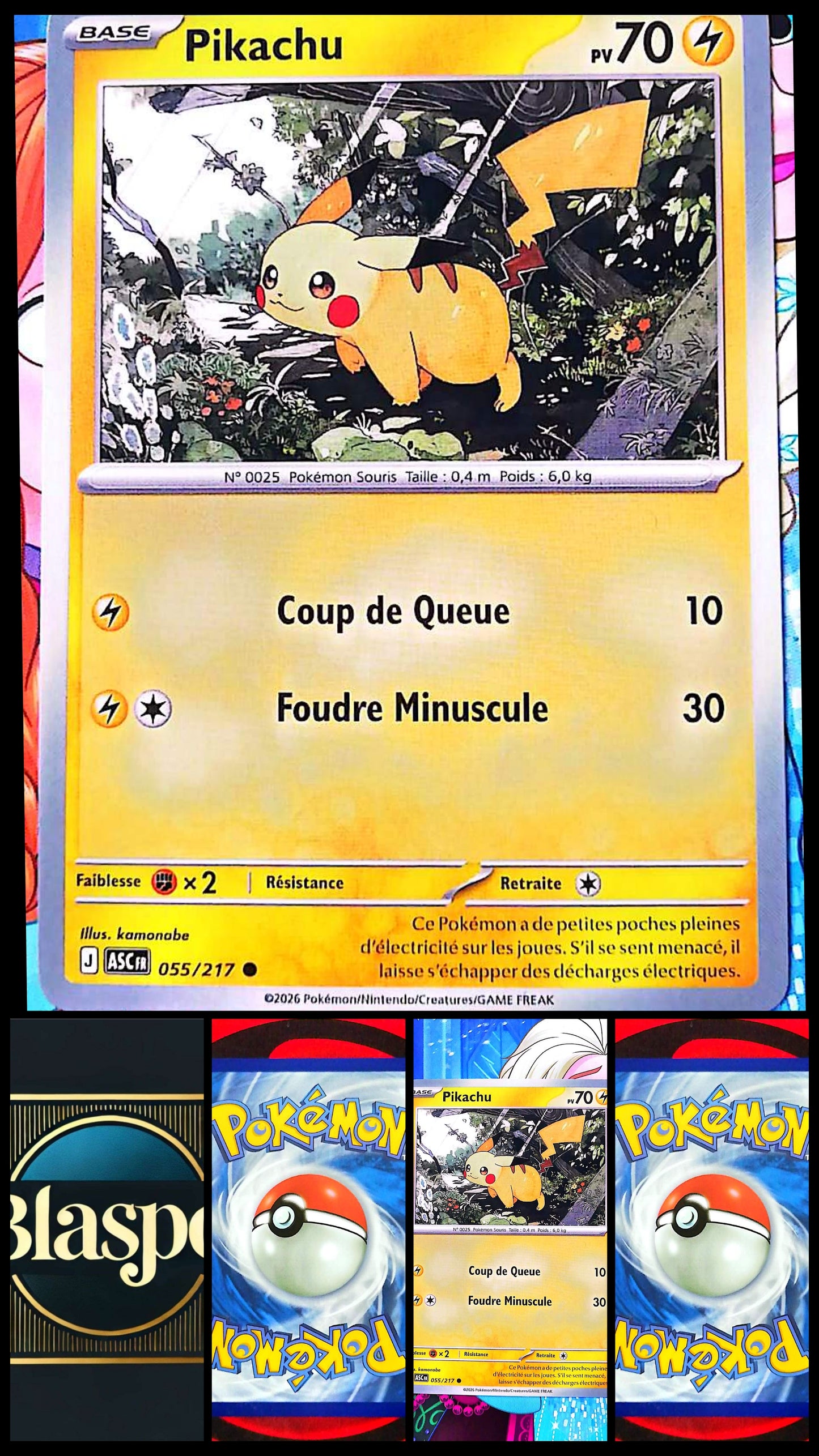 Carte Pokémon Pikachu 055/217 PV 70 – Carte Officielle Française – Type Électrik – Pokémon Iconique