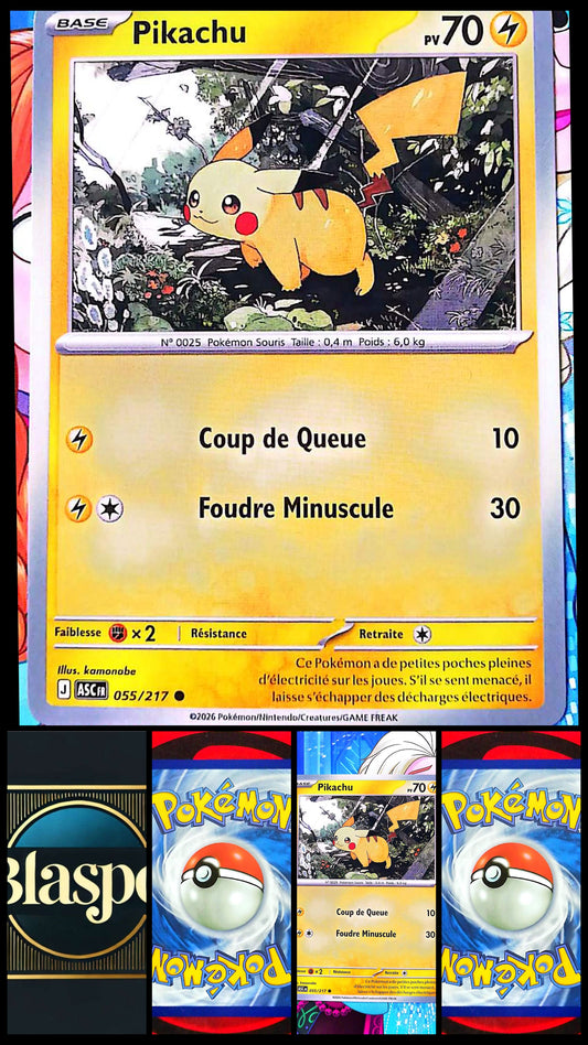 Carte Pokémon Pikachu 055/217 PV 70 – Carte Officielle Française – Type Électrik – Pokémon Iconique