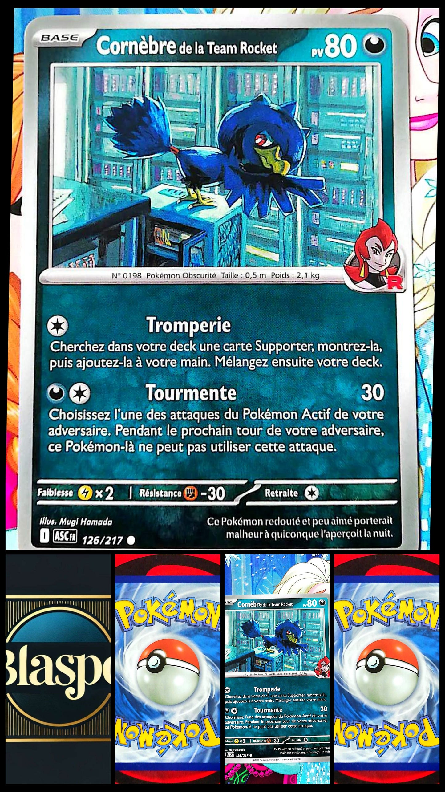 Carte Pokémon Cornèbre Team Rocket 126/217 PV 80 – Carte Officielle Française – Pokémon Obscurité