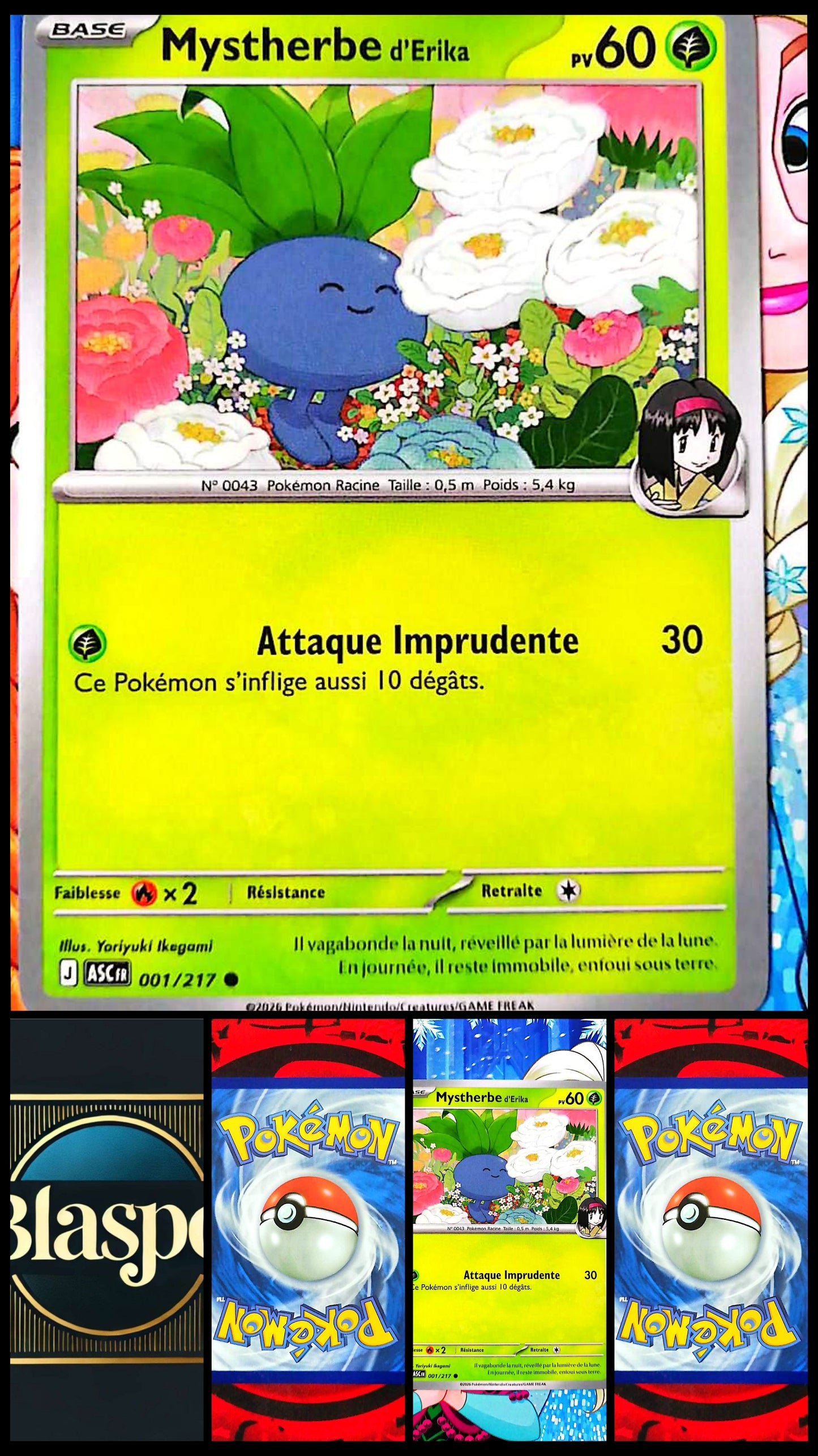 Carte Pokémon Mystherbe d’Erika 001/217 PV 60 – Carte Officielle Française – Pokémon Plante