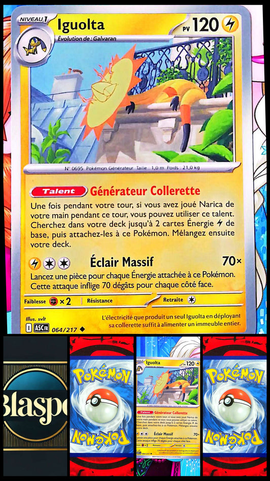 Carte Pokémon Iguolta 064/217 PV 120 – Carte Officielle Française – Pokémon Électrique