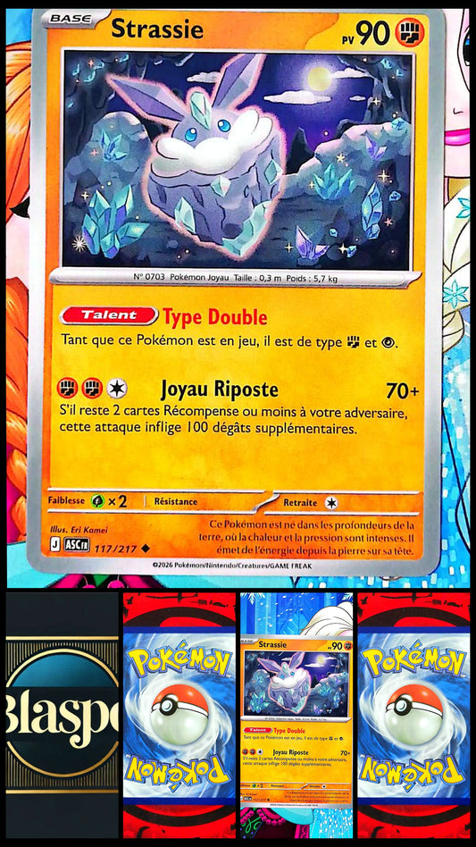 Carte Pokémon Strassie 117/217 PV 90 – Carte Officielle Française – Pokémon Combat/Psy