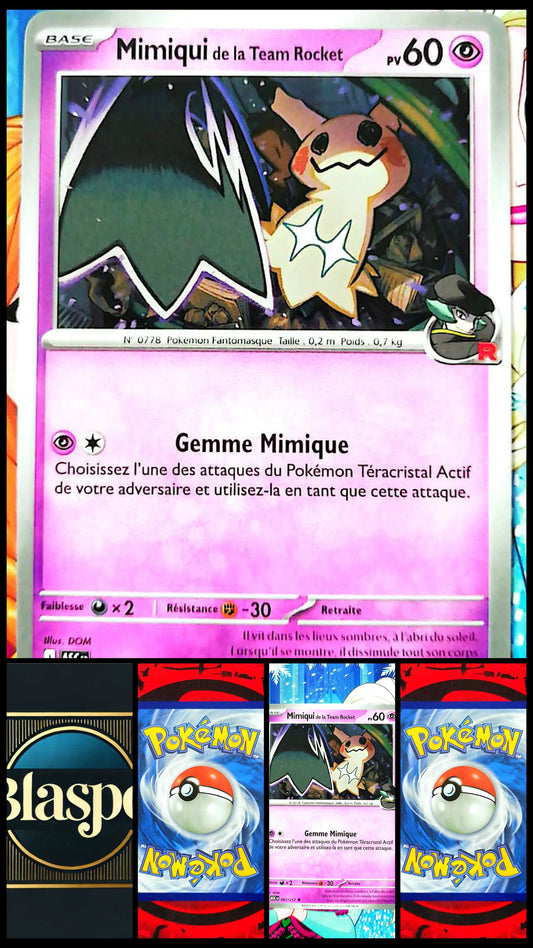 Carte Pokémon Mimiqui de la Team Rocket 097/217 PV 60 – Carte Officielle Française – Pokémon Psy