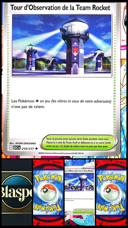 Team Rocket's Observation Tower Pokémon Card 210/217 – Trainer Stadium Card – Official French Version