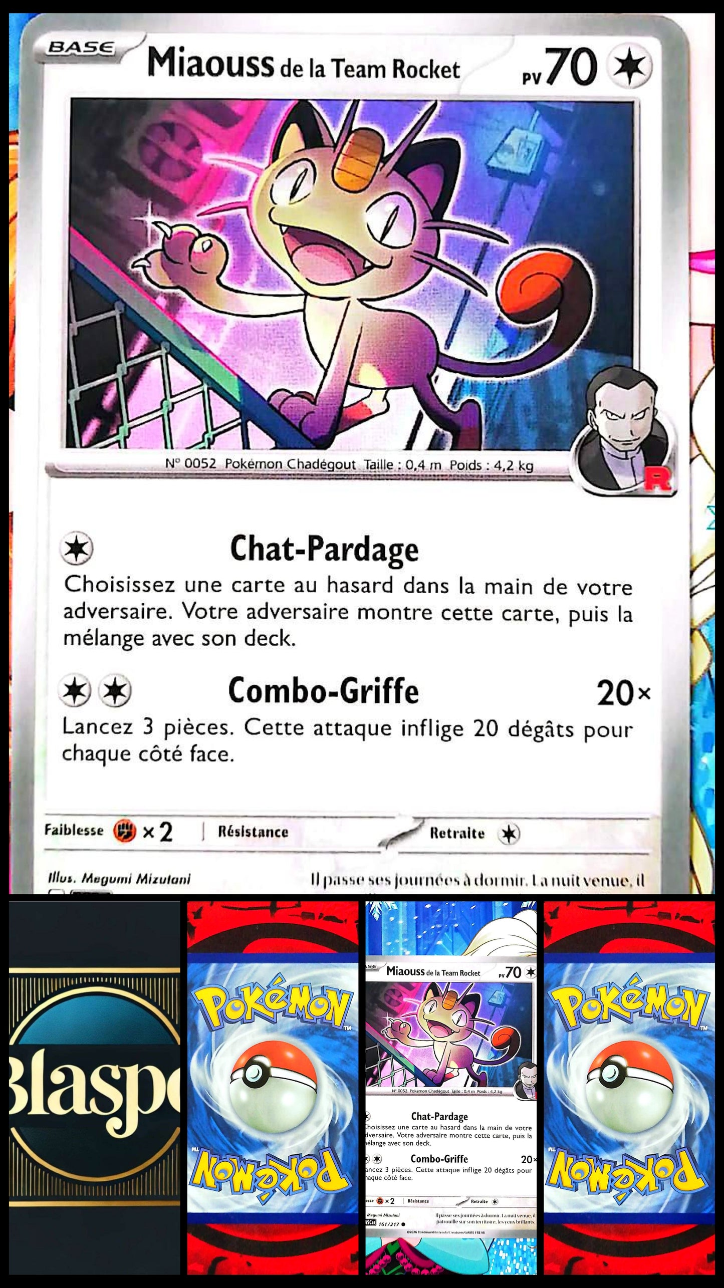 Carte Pokémon Miaouss de la Team Rocket 161/217 PV 70 – Carte Officielle Française – Pokémon Incolore
