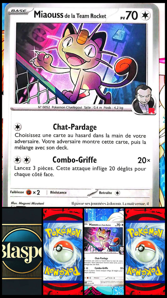 Carte Pokémon Miaouss de la Team Rocket 161/217 PV 70 – Carte Officielle Française – Pokémon Incolore