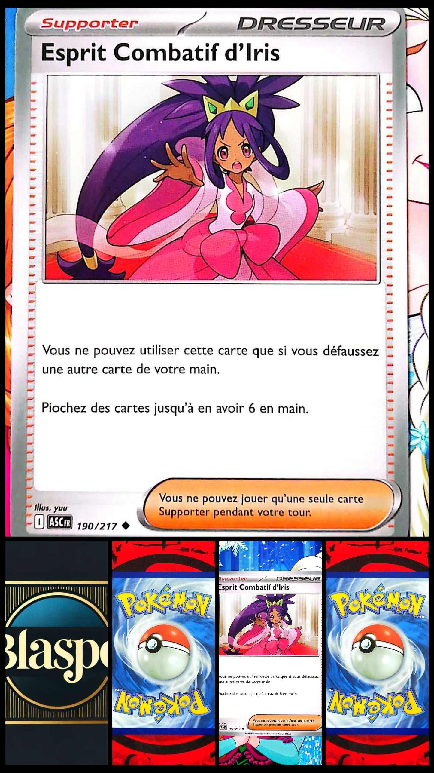 Carte Pokémon Esprit Combatif d’Iris 190/217 – Carte Dresseur Supporter Officielle Française