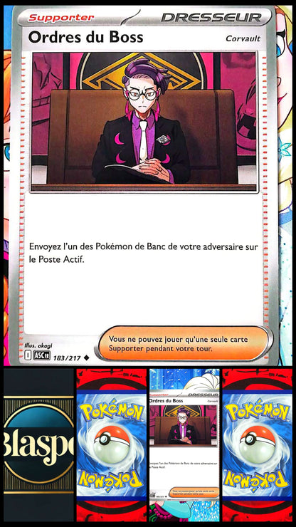 Carte Pokémon Ordres du Boss 183/217 – Carte Dresseur Supporter Corvault Officielle Française