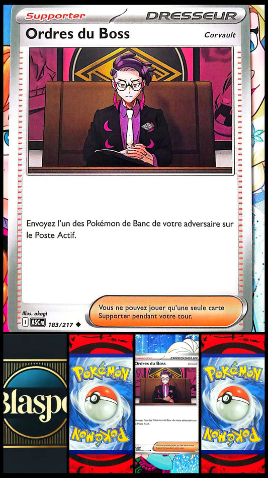 Carte Pokémon Ordres du Boss 183/217 – Carte Dresseur Supporter Corvault Officielle Française