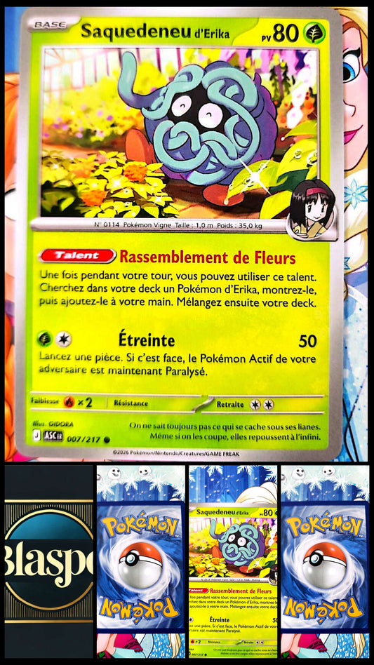 Carte Pokémon Saquedeneu d’Erika 007/217 – Carte Pokémon Plante Officielle Française