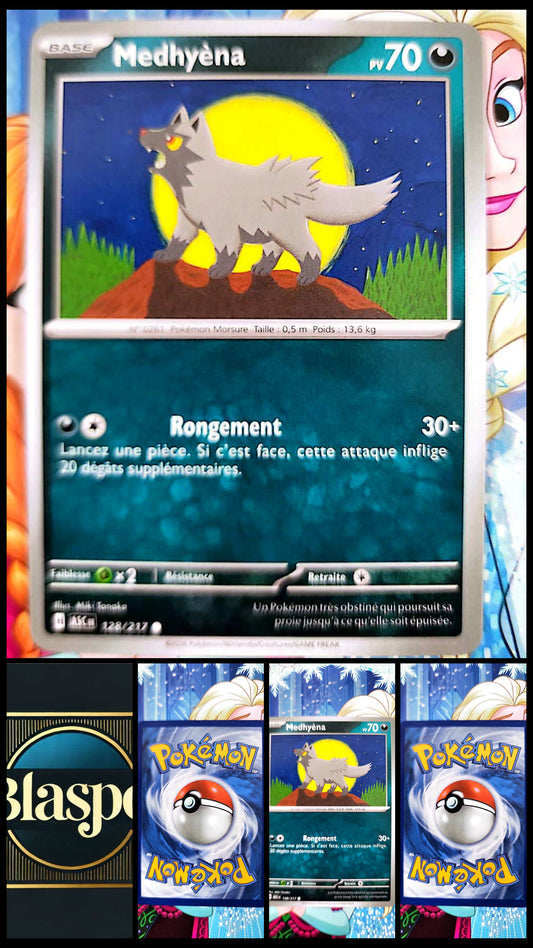 Carte Pokémon Medhyèna 128/217 – Carte TCG Française – Type Ténèbres – Attaque Rongement