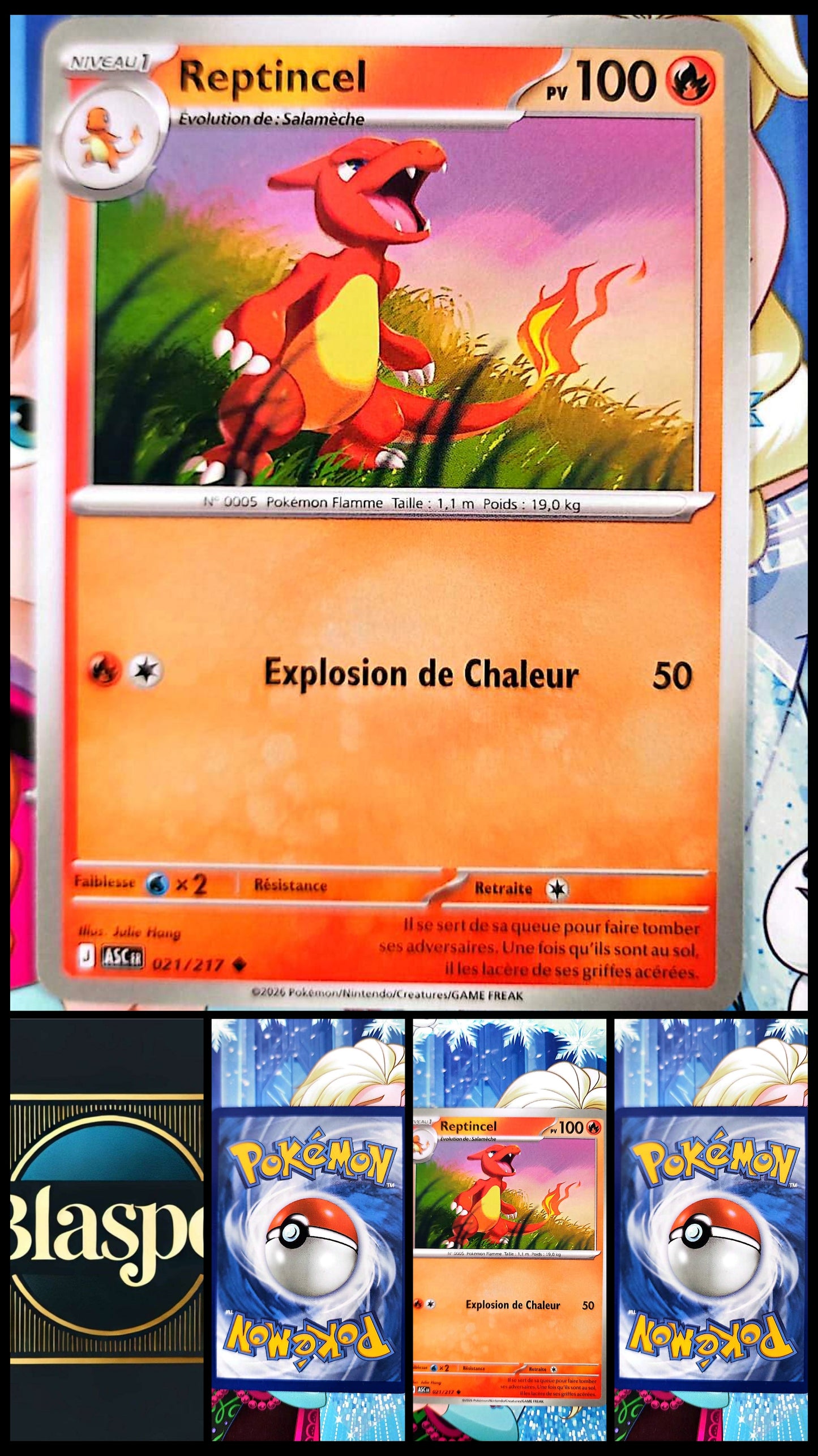 Carte Pokémon Reptincel 021/217 – Carte Feu TCG Française – Évolution Salamèche – Collection & Jeu