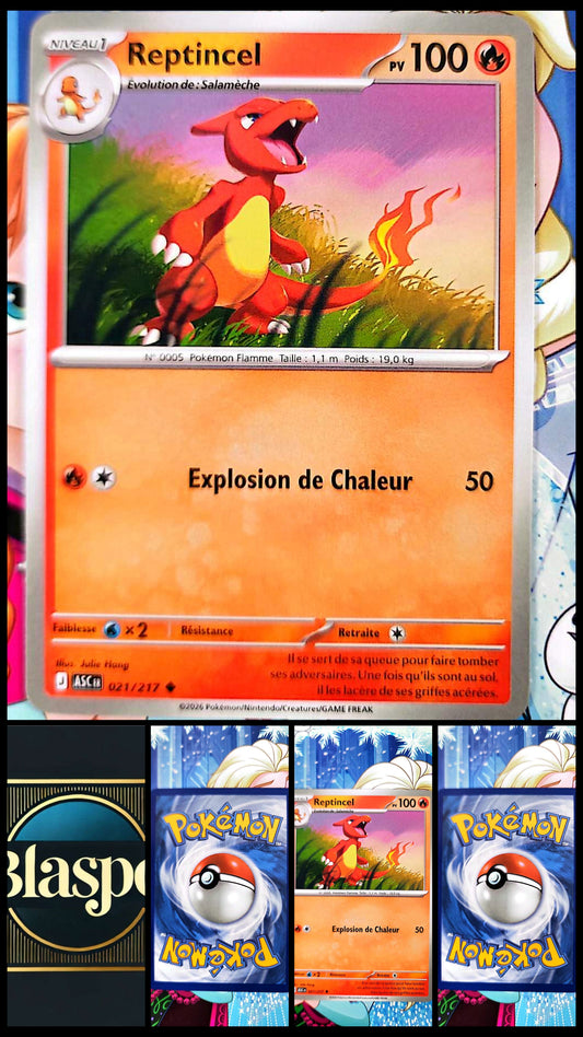 Carte Pokémon Reptincel 021/217 – Carte Feu TCG Française – Évolution Salamèche – Collection & Jeu