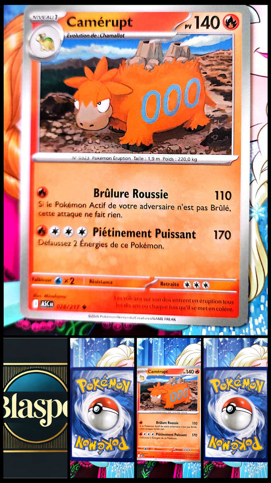 Carte Pokémon Camérupt 028/217 – 140 PV – Type Feu – Carte Évolution TCG Française