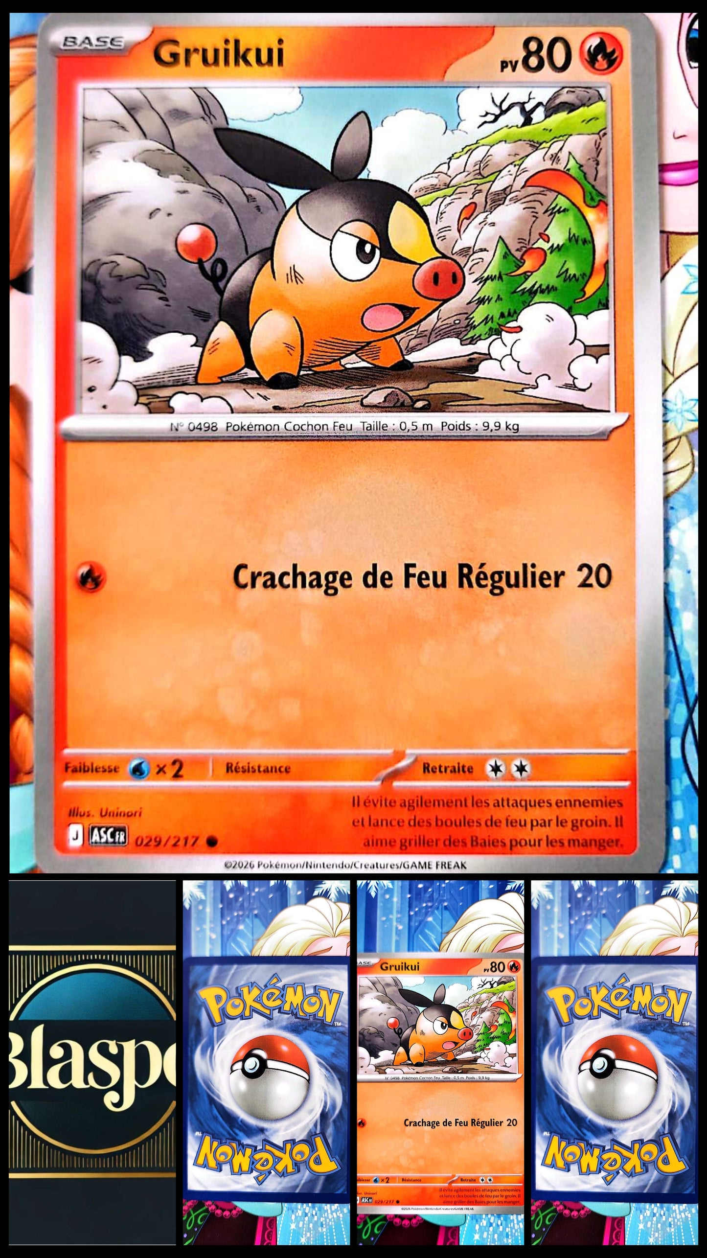 Carte Pokémon Gruikui 029/217 – 80 PV – Type Feu – Carte de Base TCG Française