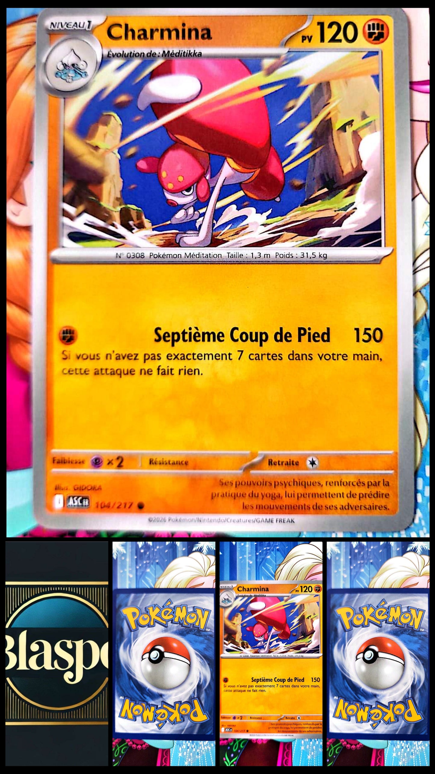 Carte Pokémon Charmina 104/217 – 120 PV – Type Combat – Évolution de Méditikka – Carte TCG Française